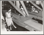 Girls checking quality of peas at canning factory, Sun Prairie, Wisconsin