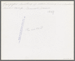 Tarpaper dwelling of man living in abandoned lumber camp, Gemmel, Minnesota