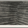 Corner of interior of old log cabin showing detail of construction and hand-hewn logs. Near Gheen, Minnesota