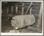 Remains of wood heater used in former lumber camp at Craigville, Minnesota