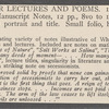 Holograph notes for lectures and poems; 12 notes written on 14 pieces paper, unsigned, undated