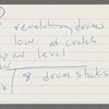 Index cards listing production props