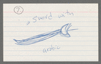 Index cards listing production props
