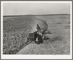 Breaking virgin soil by means of tractor-drawn plow. El Indio, Texas