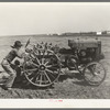 Testing clutch on tractor. El Indio, Texas