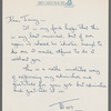 Note from Moss Hart to Jerome Robbins