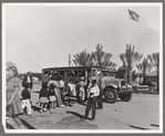 At the farmworkers' community at Indio, California, the newly-acquired school bus picks up one of its three loads of fifty children