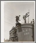 Icing refrigerator cars for shipment of strawberries. Hammond, Louisiana