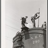 Icing refrigerator cars for shipment of strawberries. Hammond, Louisiana