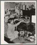 Kitchen in house provided for migratory berry picker near Ponchatoula, Louisiana