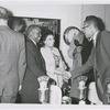 Gloster B. Current, Ruby Dee, and Malcolm X at radio station WMCA