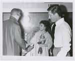 Malcolm X, Ruby Dee and radio program host Barry Gray, at the radio station WMCA
