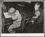 Children in rural school. San Augustine County, Texas. Boy on right has hookworm