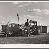 Old steam tractor and threshing machine, idle for nine years. Ellisville Township, Williams County, North Dakota