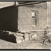 Detail of mud and stick house with tarpaper addition, Williams County, North Dakota