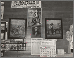 Decorations in store at Alger, Montana. The early American prints are very good examples