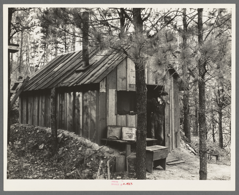 Shack of old gold prospector. Two Bit Creek, near Deadwood, South ...