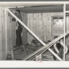 Southeast Missouri project field. House erection. Diagonal wind bracing is placed in every interior partition in the house