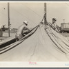 Members of carnival crew erecting tent. Lasses-White traveling show, Sikeston, Missouri