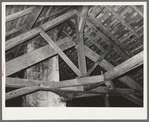 Rafters in old plantation house near New Orleans, Louisiana. Note that the timbers are joined with wooden pegs