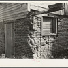 Detail of construction of Trepagnier plantation house near Norco, Louisiana. Bricks are made of mud and straw