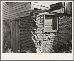 Detail of construction of Trepagnier plantation house near Norco, Louisiana. Bricks are made of mud and straw