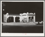 Oil and gasoline service station, San Augustine, Texas, at night