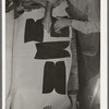 Cutting out the uppers. Bootmaking shop, Alpine, Texas