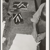 Cutting out the beading for boots. Bootmaking shop, Alpine, Texas. This beading is a binding on the upper part of the boots