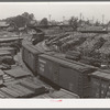 Railroad yards showing stored lumber. Marshall, Texas