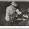 Stitching pattern on uppers of boots. Boot shop, Alpine, Texas