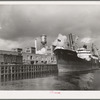 Freighter docked at port of Houston, Texas