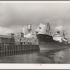 Freighter docked at port of Houston, Texas