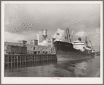 Freighter docked at port of Houston, Texas
