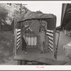 Unloading truckload of cotton. Compress, Houston, Texas