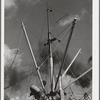 Loading of cotton for export. Notice man operating winch. Port of Houston, Texas