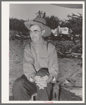 Old cowboy who was formerly employed at the SMS Ranch near Spur, Texas