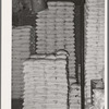 Stacks of flour in storage. Wholesale grocery, San Angelo, Texas