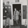 Rural young women arriving at pie supper with their pies which will be auctioned off. Muskogee County, Oklahoma. See general caption number 24