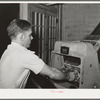 Slicing bread at bakery. San Angelo, Texas