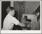 Slicing bread at bakery. San Angelo, Texas