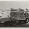 Truck filled with mattresses. This mattress company uses these trucks to distribute its products throughout Texas. San Angelo, Texas