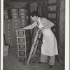 Loading cartons of groceries on truck at wholesale grocery. San Angelo, Texas
