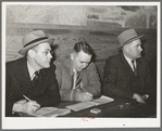 Timekeepers and scorekeepers at basketball game at Eufaula, Oklahoma
