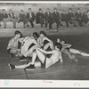 Basketball players resting between periods. Eufaula, Oklahoma