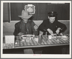 Eating lunch at a restaurant on the grounds of the San Angelo Fat Stock Show. San Angelo, Texas