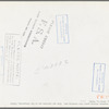 Goat shearers driving goats into shearing pen. Kids and shelters are in the foreground. Junction, Texas. Kimble County