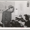 Migratory agricultural worker checking out of the Agua Fria migratory labor camp. Arizona