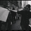 Sylvia Rivera with "Gay Power Now" sign at Gay Liberation Front women's demonstration at City Hall, New York