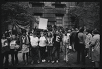 Marsha P. Johnson [third from left], Sylvia Rivera [second from right in line], and Gay Liberation Front women demonstrate at City Hall, New York